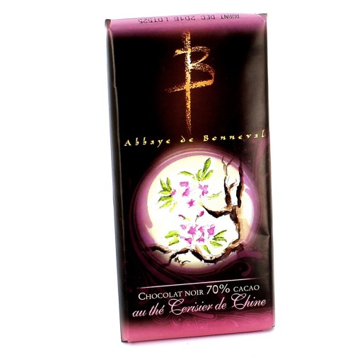 Tablette de chocolat noir au thé cerisier de Chine de Confiseries