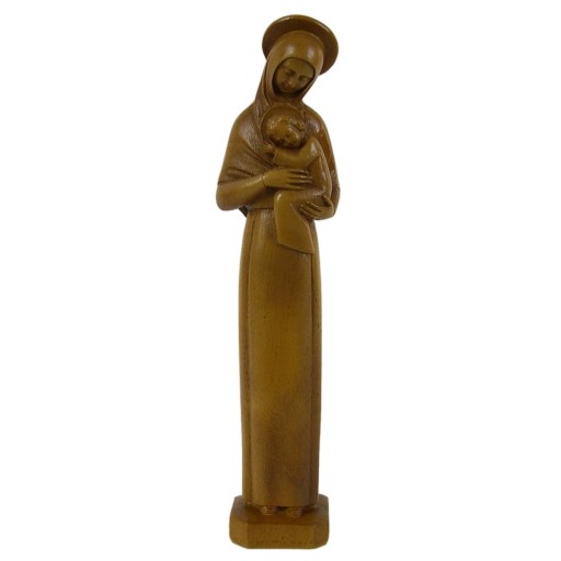 Statue religieuse de la Vierge Mère auréolée ton bois de Statues & Statuettes