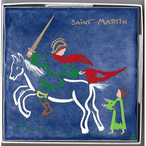 Céramique Saint Martin de Tours, Apôtre de la Gaule, peinte à la main de Saints Patrons