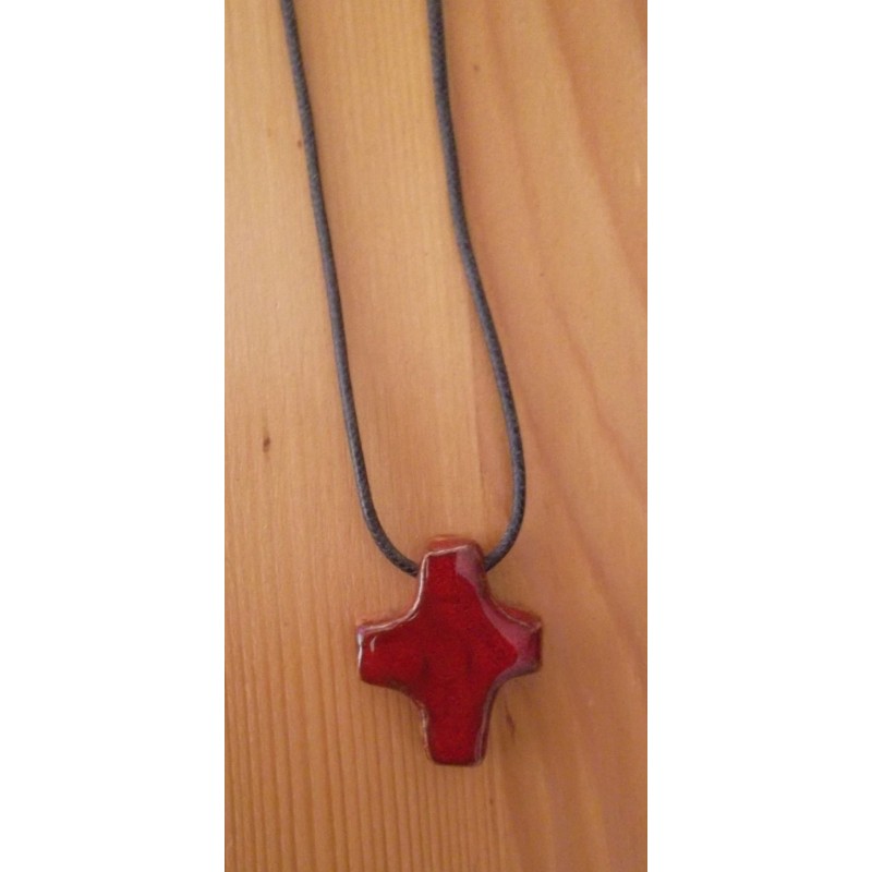 Pendentif Croix Reliquaire émaillé XIXe Siècle - Fleurs Marron, Bleu Et Doré - Bijou Religieux Occasion