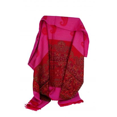 Châle Indien Pashmina Fushia et Rouge 