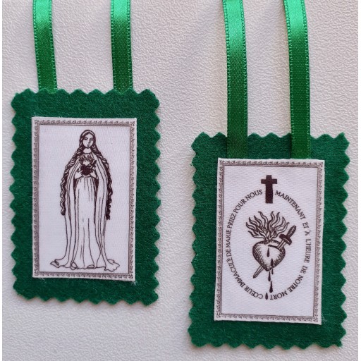 Scapulaire vert - Produit monastique Carmélites de Montmartre