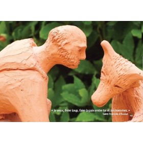 Carte  "Je veux, frère loup, faire la paix entre toi et les hommes."