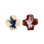 Croix en terre cuite émaillée et colombe. Artisanat monastique -clarisses de Cormontreuil
