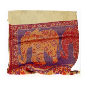 Châle Indien Gris Chiné | ANANDA MATHA (Monastère) - Kerala en Inde