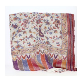 Châle Indien Pashmina Fushia et Rouge | ANANDA MATHA (Monastère) - Kerala en Inde